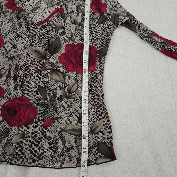 Express Vintage Y2K Roses Mesh Euro goth long sleeve top - Picture 6 of 8
